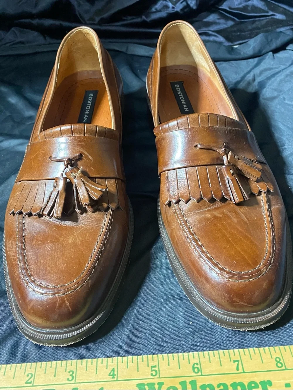 Bostonian Tan Leather Tassel Kiltie Slip-On Loafers size 9 1/2 made in Italy